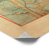  kaart van Barcelona Spanje (1890) Poster (Hoek)