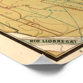  kaart van Barcelona Spanje (1919) Poster (Hoek)