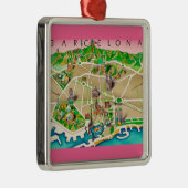 Kaart van Barcelona Spanje Metalen Ornament (Rechts)