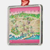 Kaart van Barcelona Spanje Metalen Ornament (Links)