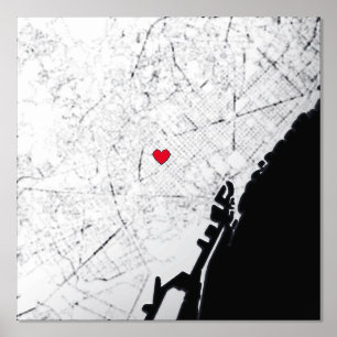 Kaart van Barcelona, Spanje Modern Elegant Classy  Folie Afdrukken