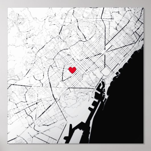 Kaart van Barcelona, Spanje Modern Elegant Classy  Folie Afdrukken (Voorkant)