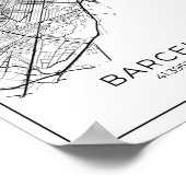 Kaart van BARCELONA - zwarte en witte kaart Poster (Hoek)