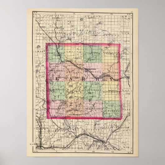 Kaart van Barry County, Michigan Poster (Voorkant)