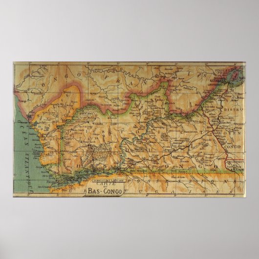 Kaart van Bas Congo - Belgisch Congo 1913 Poster (Voorkant)