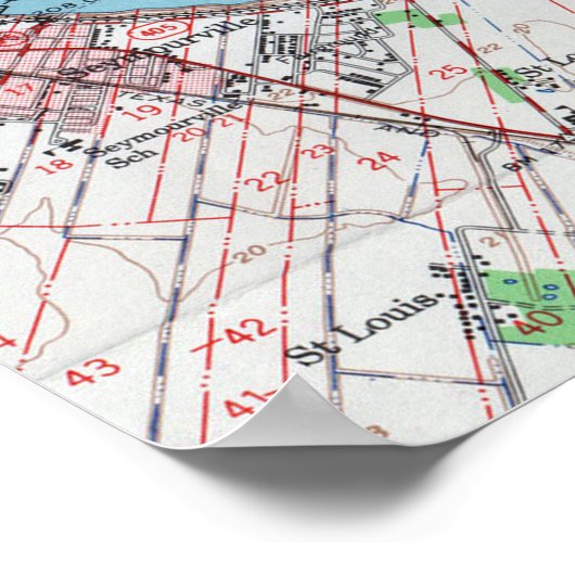  kaart van Baton Rouge Louisiana (1963) Poster (Hoek)