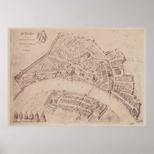 kaart van Bazel Zwitserland (1873) Poster (Voorkant)