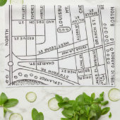 Kaart van Beacon Hill in Boston Theedoek (Gevouwen)
