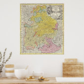 kaart van Beieren Duitsland (1728) Poster (Keuken)