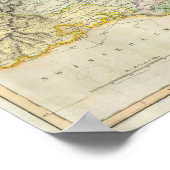 kaart van Beieren Duitsland (1814) Poster (Hoek)