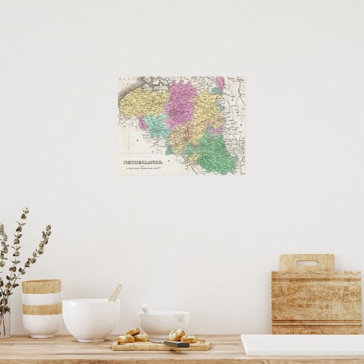  kaart van België (1827) Poster (Keuken)