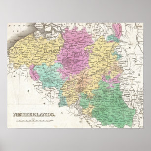  kaart van België (1827) Poster