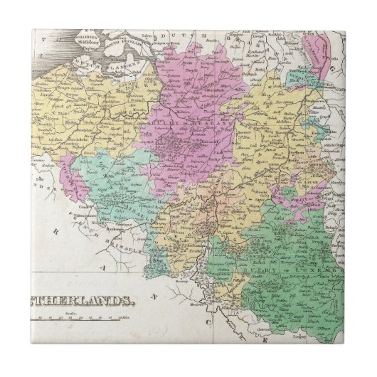  kaart van België (1827) Tegeltje (Voorkant)