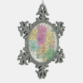 kaart van België (1827) Tin Sneeuwvlok Ornament (Links)