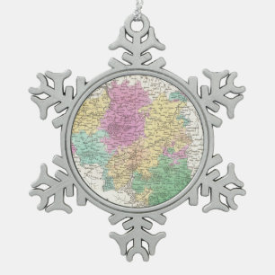 kaart van België (1827) Tin Sneeuwvlok Ornament