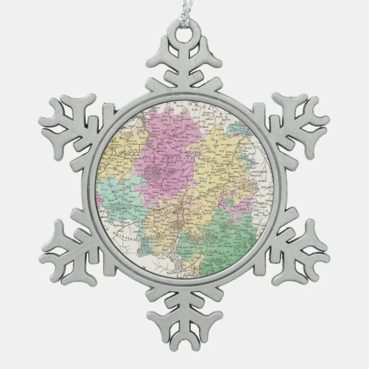 kaart van België (1827) Tin Sneeuwvlok Ornament (Voorkant)