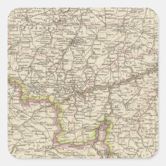 Kaart van België en Luxemburg Vierkante Sticker (Voorkant)