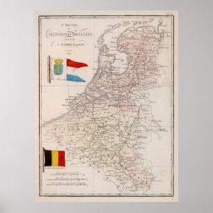  kaart van België en Nederland (1839) Poster