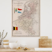 kaart van België en Nederland (1839) Poster (Keuken)