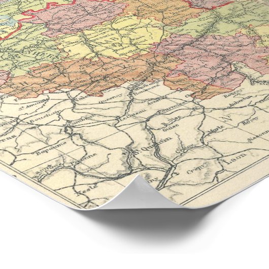  kaart van België, Luxemburg en Nederland Poster (Hoek)