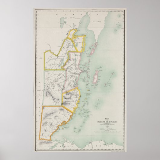  kaart van Belize (1921) Poster (Voorkant)