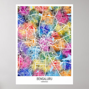 Kaart van Bengaluru Karnataka Poster