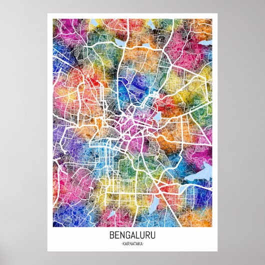 Kaart van Bengaluru Karnataka Poster (Voorkant)