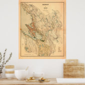  kaart van Bergen Noorwegen (1907) Poster (Keuken)