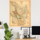  kaart van Bergen Noorwegen (1907) Poster (Thuiskantoor)