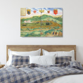 Kaart van Bergen, van "Civitates Orbis Terrarum" d Canvas Afdruk (Insitu (Slaapkamer))