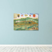 Kaart van Bergen, van "Civitates Orbis Terrarum" d Canvas Afdruk (Insitu (Houten vloer))