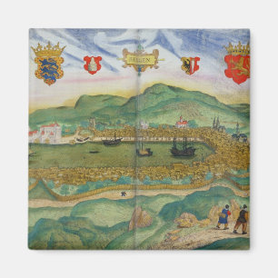 Kaart van Bergen, van "Civitates Orbis Terrarum" d Magneet