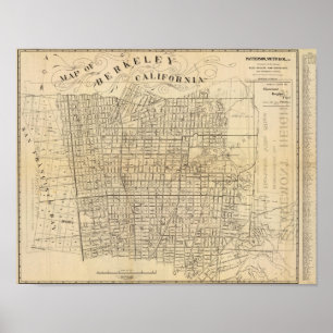 Kaart van Berkeley, Californië Poster