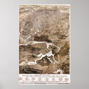  kaart van Berlijn Duitsland (1870) Poster