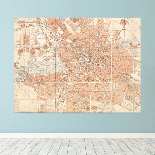  kaart van Berlijn Duitsland (1877) Canvas Afdruk (Insitu (Houten vloer))