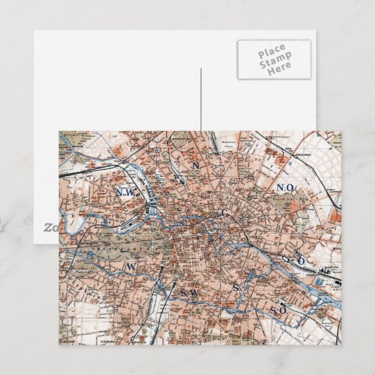  kaart van Berlijn Duitsland (1894) (Voorkant / Achterkant)