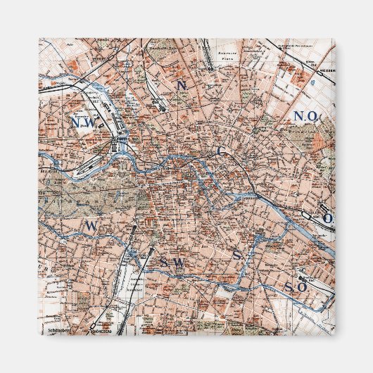  kaart van Berlijn Duitsland (1894) Magneet (Voorkant)