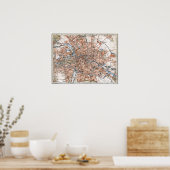  kaart van Berlijn Duitsland (1894) Poster (Keuken)