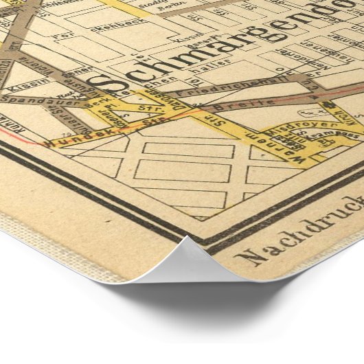  kaart van Berlijn Duitsland (1904) Poster (Hoek)