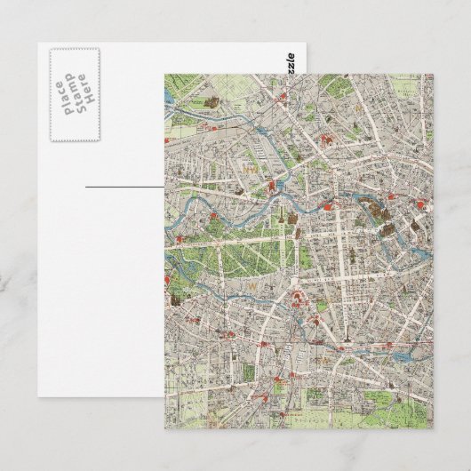  kaart van Berlijn Duitsland (1905) (Voorkant / Achterkant)