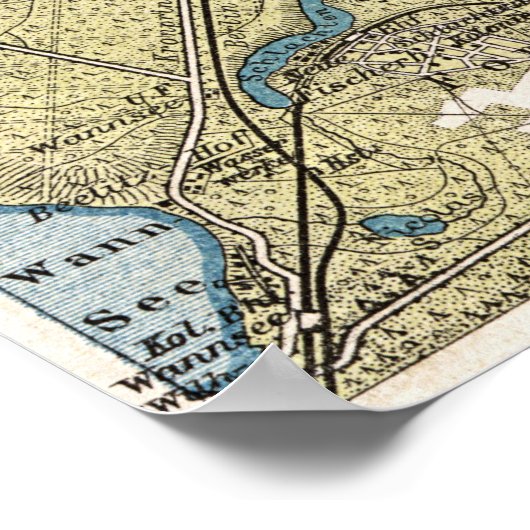  kaart van Berlijn Duitsland (1905) Poster (Hoek)