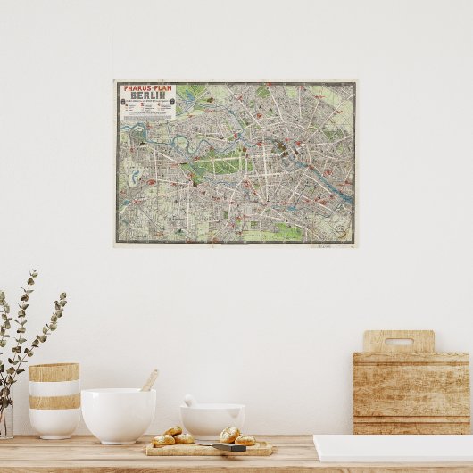  kaart van Berlijn Duitsland (1905) Poster (Keuken)