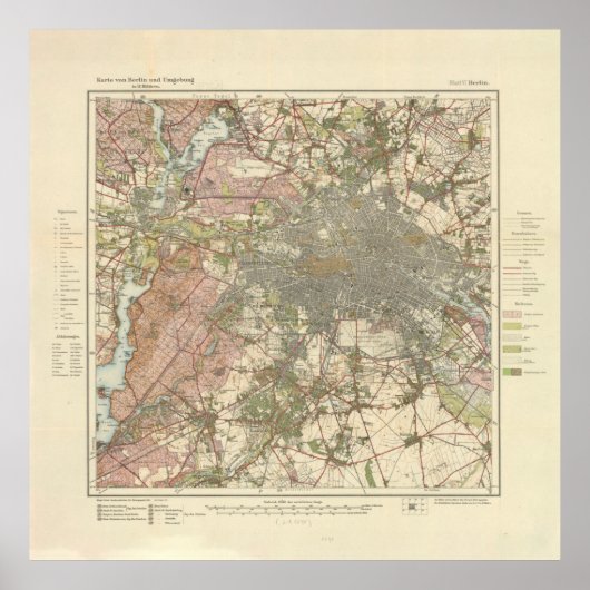 kaart van Berlijn Duitsland (1913) 2 Poster (Voorkant)