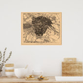 Kaart van Berlijn, Duitsland, circa 1890-1907 Poster (Keuken)