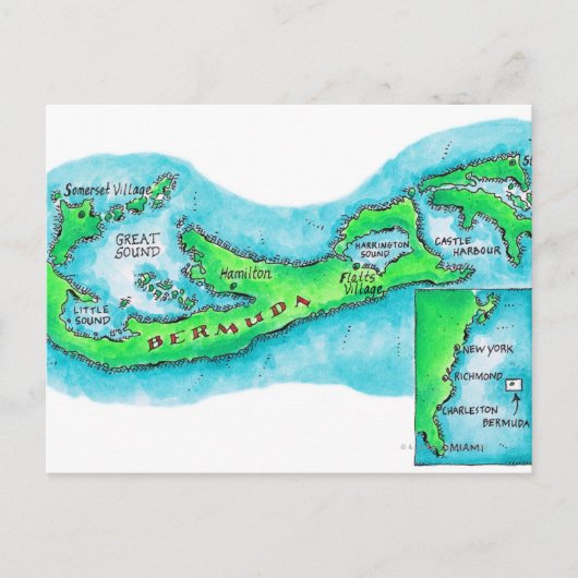 Kaart van Bermuda (Voorkant)