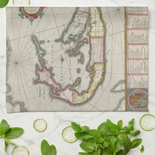  kaart van Bermuda (1638) Theedoek (Gevouwen)