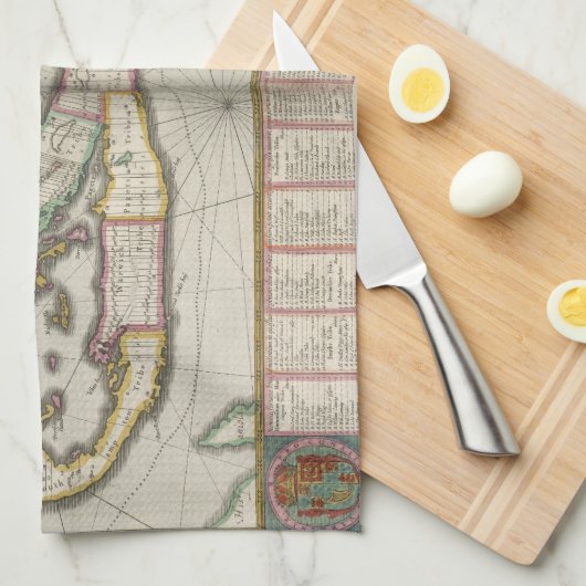  kaart van Bermuda (1638) Theedoek (Quarter Fold)