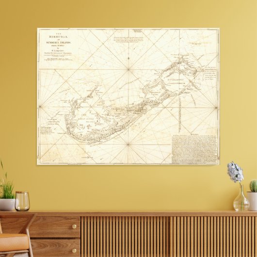  kaart van Bermuda (1788) Canvas Afdruk (Insitu (Woonkamer))