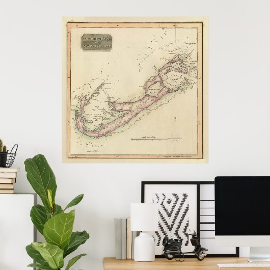  kaart van Bermuda (1816) Poster (Thuiskantoor)