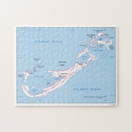  kaart van Bermuda (1976) Legpuzzel (Horizontaal)